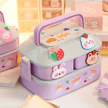 Carregar imagem no visualizador da galeria, Kawaii Portable Lunch Box For Girls School Kids Plastic Picnic Bento Box Microwave Food Box With Compartments Storage Containers