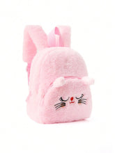 Carregar imagem no visualizador da galeria, Mochila de pelúcia bonito com gato bordado para crianças | Mochila escolar, jardim de infância