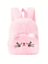 Carregar imagem no visualizador da galeria, Mochila de pelúcia bonito com gato bordado para crianças | Mochila escolar, jardim de infância