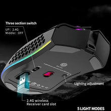 Carregar imagem no visualizador da galeria, Mouse USB 2.4G Wireless RGB Light Honeycomb Gaming
