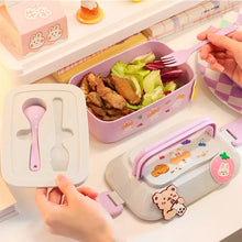 Carregar imagem no visualizador da galeria, Kawaii Portable Lunch Box For Girls School Kids Plastic Picnic Bento Box Microwave Food Box With Compartments Storage Containers
