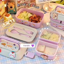 Carregar imagem no visualizador da galeria, Kawaii Portable Lunch Box For Girls School Kids Plastic Picnic Bento Box Microwave Food Box With Compartments Storage Containers
